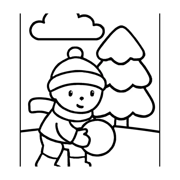 Coloriage Neige et hiver facile à imprimer