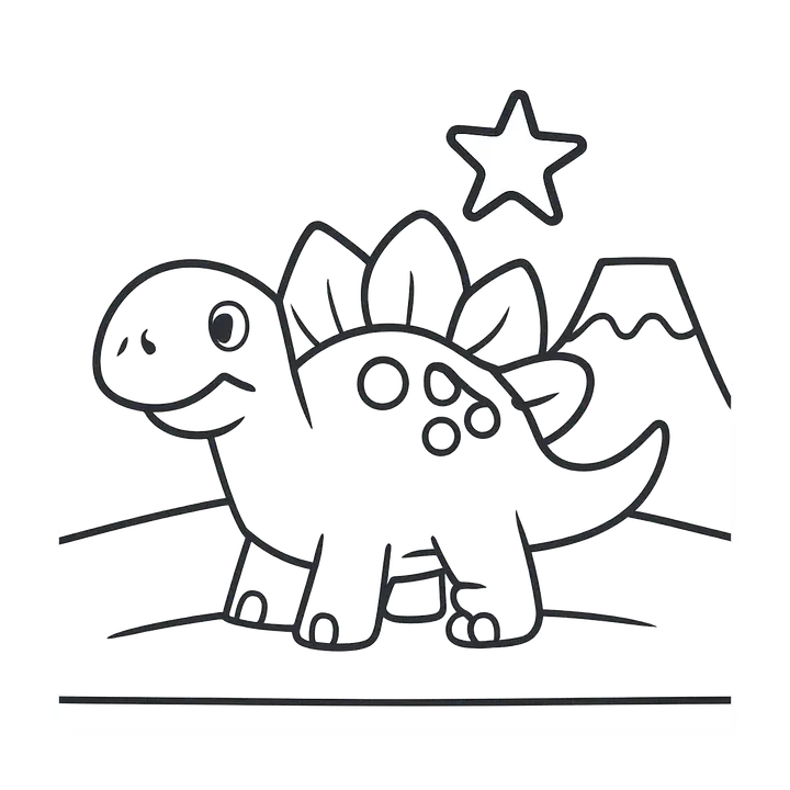 Coloriage dinosaure mignon à imprimer gratuitement