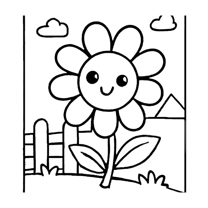 Coloriage de fleurs joyeuses à imprimer pour les enfants