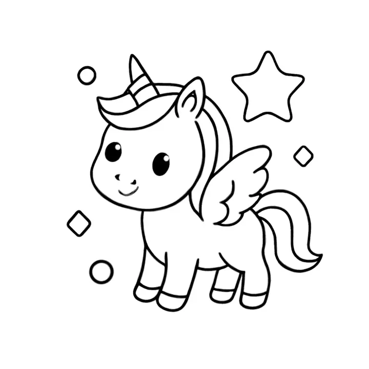 Coloriage licorne féerique à imprimer pour les petits
